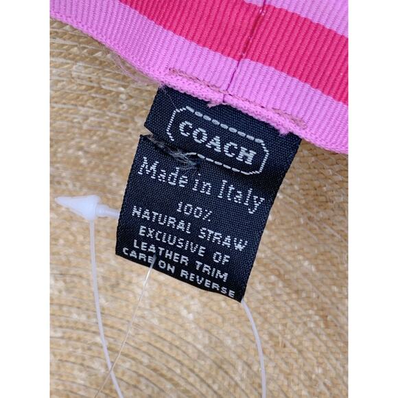 NWT Vintage COACH Straw Beach Sun Hat OS Wide Brim Floppy made in Italy - Picture 9 of 11